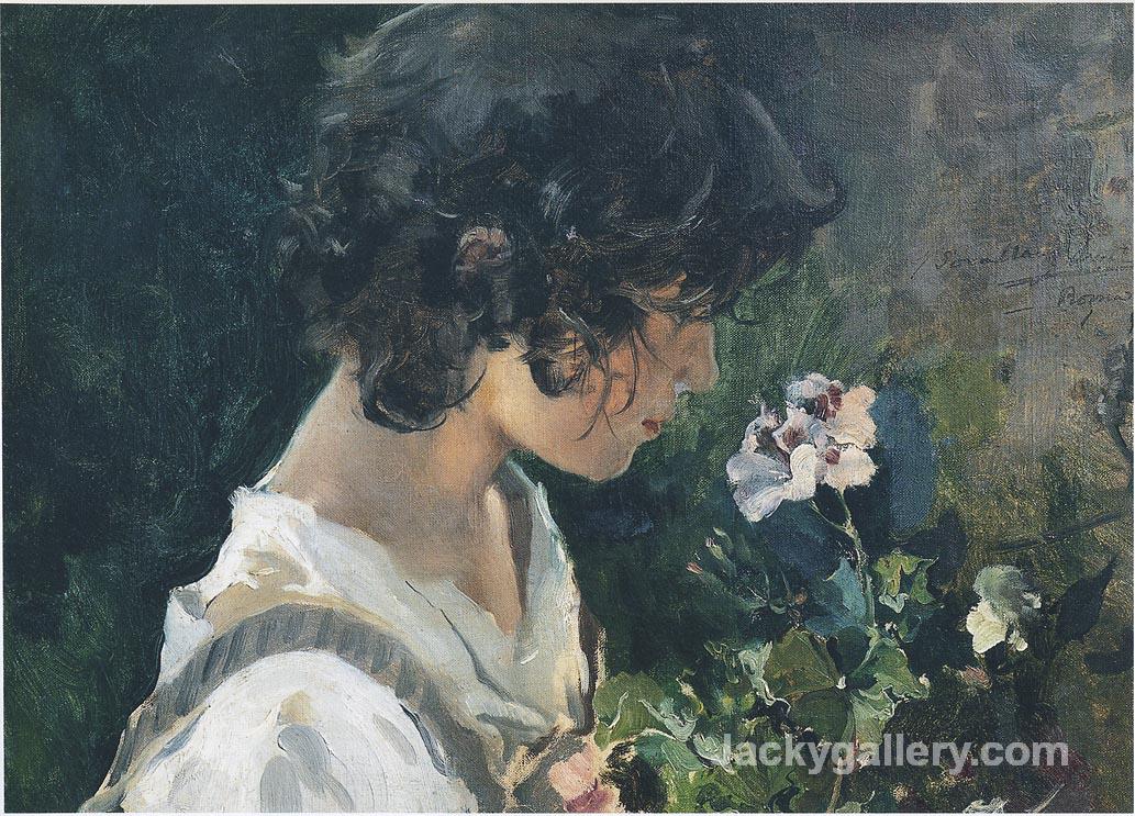 Italian Girl with Flowers by Joaquin Sorolla y Bastida paintings reproduction